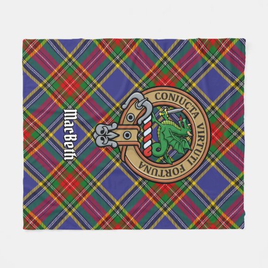 Couverture Polaire Clan MacBeth Crest sur Tartan (Devant (Horizontal))