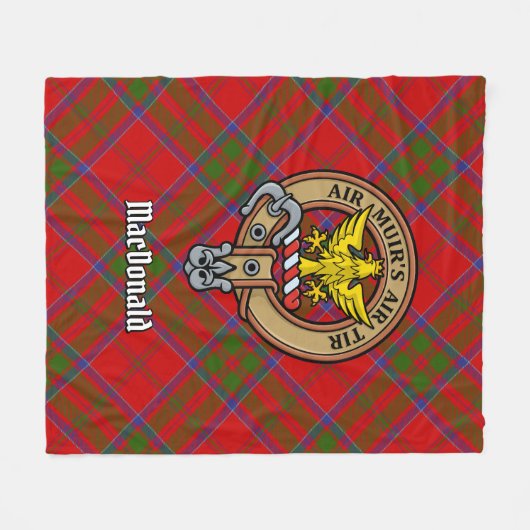 Couverture Polaire Clan MacDonald de Keppoch Crest sur Tartan (Devant (Horizontal))