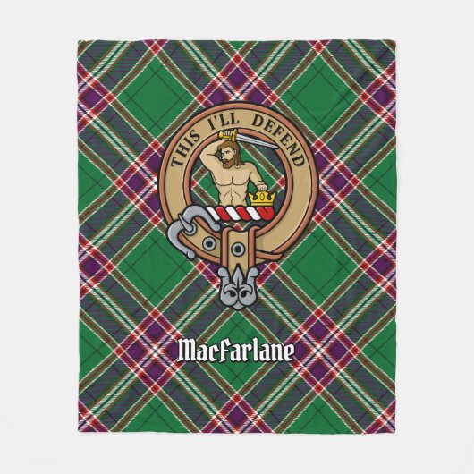 Couverture Polaire Clan MacFarlane Crest sur Tartan de chasse moderne (Devant)