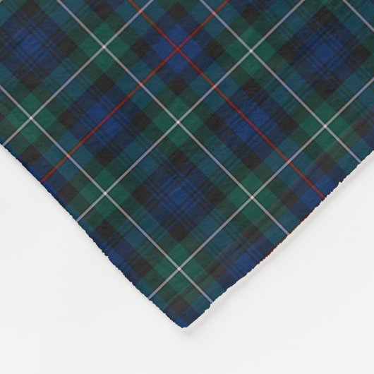Couverture Polaire Clan Mackenzie Clan Bleu foncé et Tartan vert (Coin)