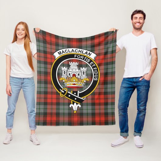 Couverture Polaire Clan MacLachlan Patiné Tartan Plaid (En situation)