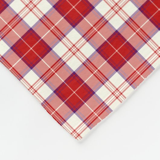 Couverture Polaire Clan Menzies Tartan, rouge et blanc (Coin)