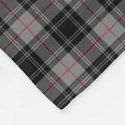 Couverture Polaire Clan Moffat Tartan Gris et noir Plaid (Coin)