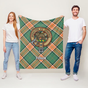 Couverture Polaire Clan Pollock Crest sur Tartan