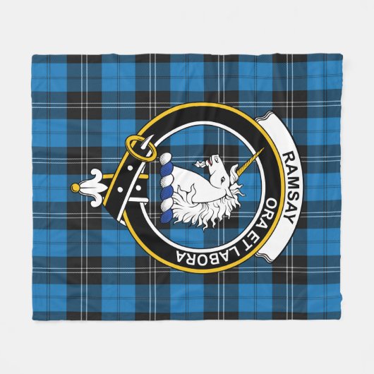 Couverture Polaire Clan Ramsay Blue Ancienne Tartan Plaid (Devant (Horizontal))