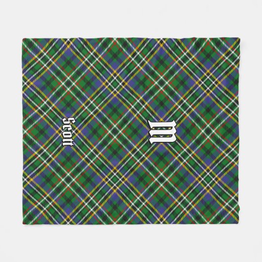 Couverture Polaire Clan Scott Green Tartan Fleece Blanche (Devant (Horizontal))