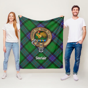 Couverture Polaire Clan Sinclair Crest sur la chasse Tartan