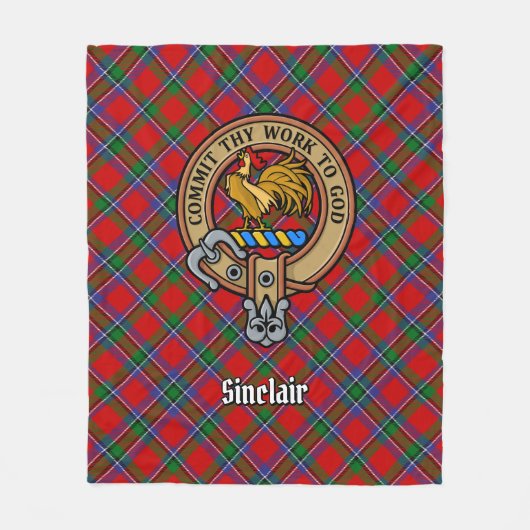 Couverture Polaire Clan Sinclair Crest sur Red Tartan (Devant)