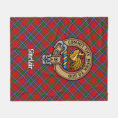 Couverture Polaire Clan Sinclair Crest sur Red Tartan (Devant (Horizontal))