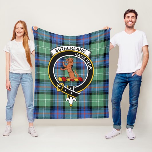 Couverture Polaire Clan Sutherland Ancien II Tartan Plaid (En situation)