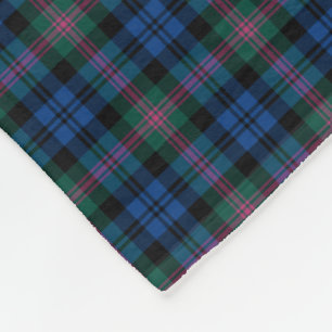 Couverture Polaire Clan Tartan bleu et vert Baird