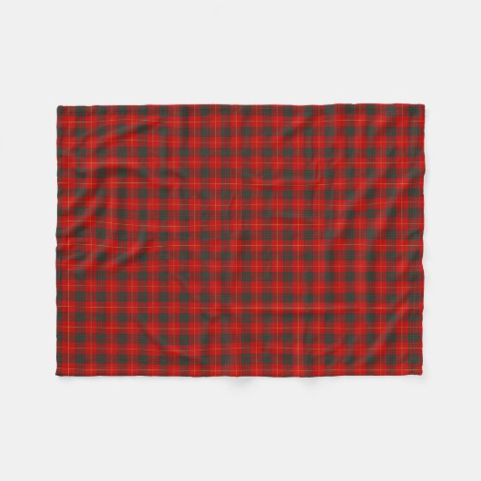 Couverture Polaire Clan Tartan, cameron vert rouge et forêt (Devant (Horizontal))
