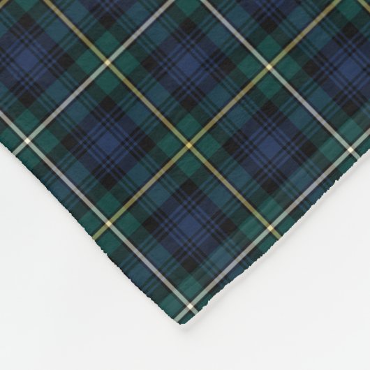 Couverture Polaire Clan Tartan de Campbell bleu foncé et vert (Coin)