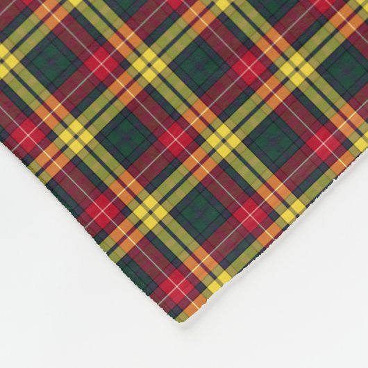 Couverture Polaire Clan Tartan rouge, jaune et vert Buchanan (Coin)