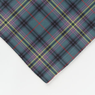 Couverture Polaire Clan Teal de Kennedy et tartan antique noir