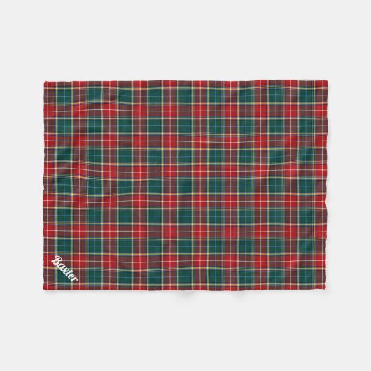 Couverture Polaire Clan vert rouge et forêt Baxter Tartan (Devant (Horizontal))