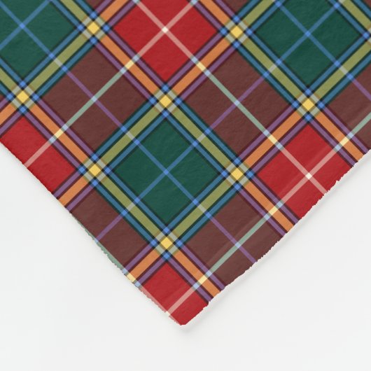 Couverture Polaire Clan vert rouge et forêt Baxter Tartan (Coin)