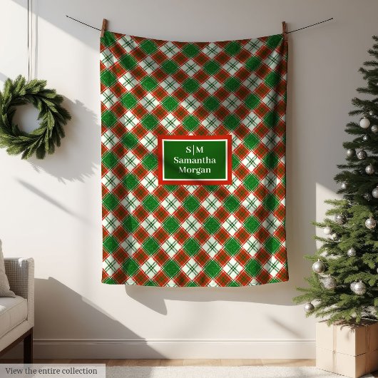 Couverture Polaire Classic Christmas Blanket Chic Monogram Style