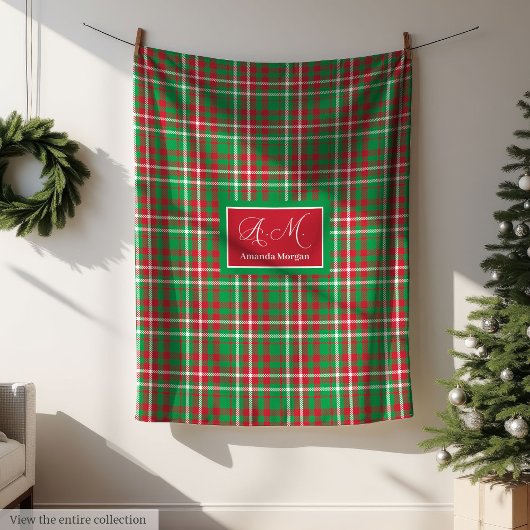 Couverture Polaire Classic Christmas Plaid Blanket Monogram Holiday