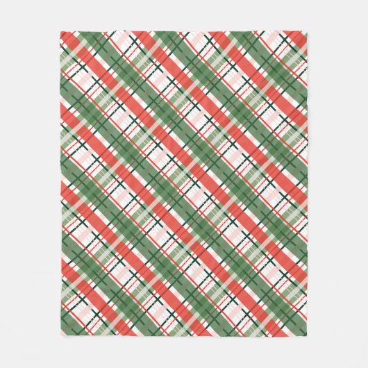 Couverture Polaire Classic Christmass rouge vert et blanc plaid (Devant)