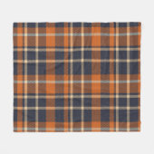 Couverture Polaire Classic Cosy Automne bleu et orange plaid (Devant (Horizontal))