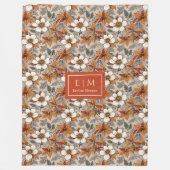 Couverture Polaire Classic Fall Flowers Olive Green Terracotta Blanke (Devant)