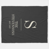 Couverture Polaire Classic Famille Monogramme Est Date Noir (Devant (Horizontal))