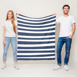 Couverture Polaire Classic Navy Blue Stripes | Timeless Nautical