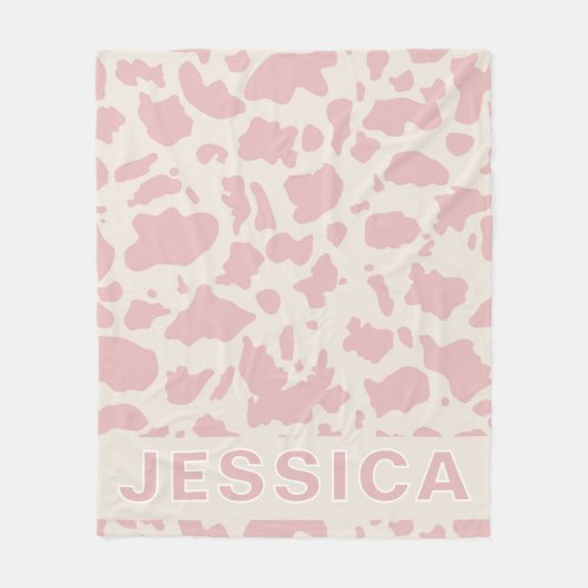 Couverture Polaire Classic Personalized Pink Cow Print (Devant)