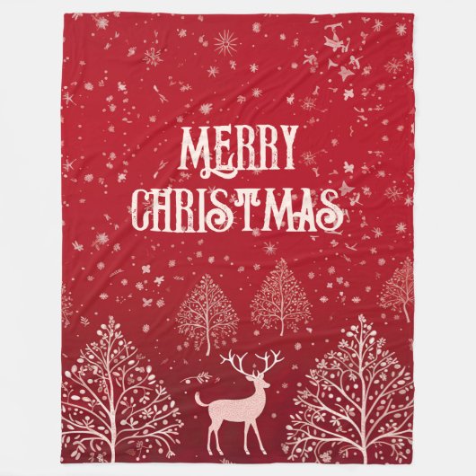 Couverture Polaire Classic Red Merry Christmas Winter (Devant)