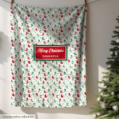 Couverture Polaire Classic rouge vert Noël stocking nom personnalisé