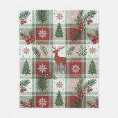 Couverture Polaire Classic Vintage Christmas Plaid & Holly Pattern (Devant)