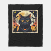 Couverture Polaire Classique Rétro Chat Noir Halloween T-Shirt Classi (Devant)