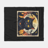 Couverture Polaire Classique Rétro Chat Noir Halloween T-Shirt Classi (Devant (Horizontal))