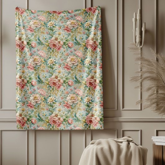 Couverture Polaire Classique Rococo Design botanique complexe
