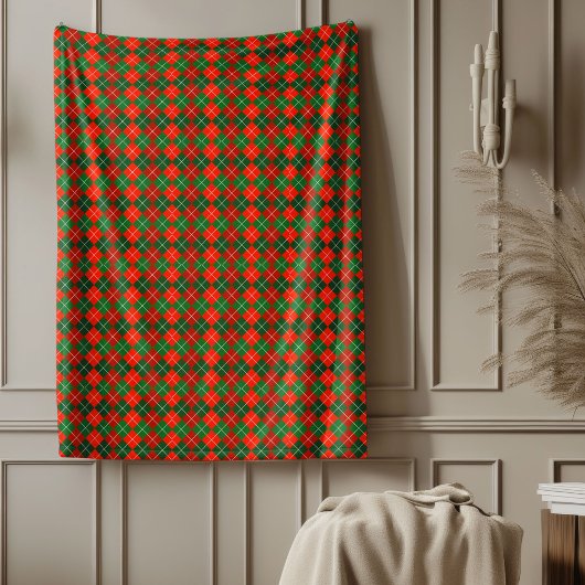 Couverture Polaire Classique Rouge Vert Tartan Plaid Noël