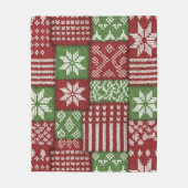 Couverture Polaire Classique tricot patchwork de Noël -Rouge, Vert (Devant)
