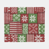 Couverture Polaire Classique tricot patchwork de Noël -Rouge, Vert (Devant (Horizontal))