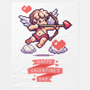 Couverture Polaire Classique/vintage de la Saint-Valentin 8 bits Cupi