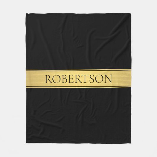 Couverture Polaire Classy Faux Gold Stripe & Black Arrière - plan ou  (Devant)
