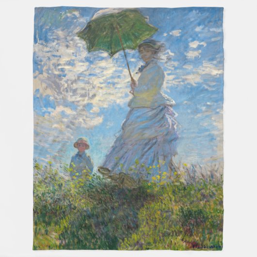 Couverture Polaire Claude Monet - La Promenade, Femme avec un Parasol (Devant)