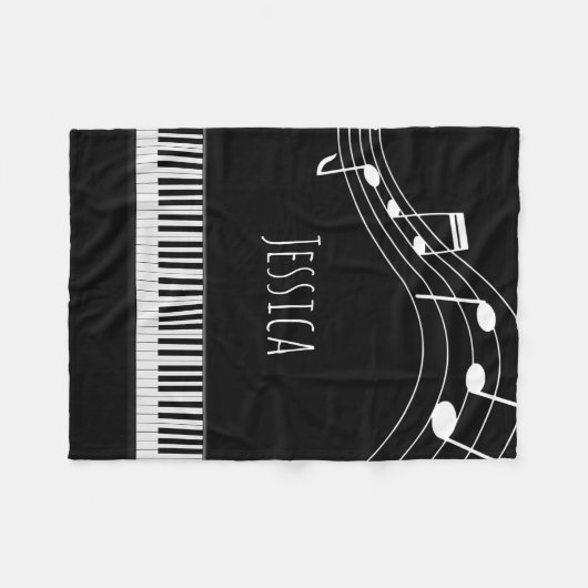 Couverture Polaire Clavier de piano et notes musicales (Devant (Horizontal))