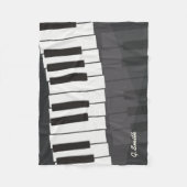 Couverture Polaire Clavier de piano noir et blanc Ajouter votre nom (Devant)