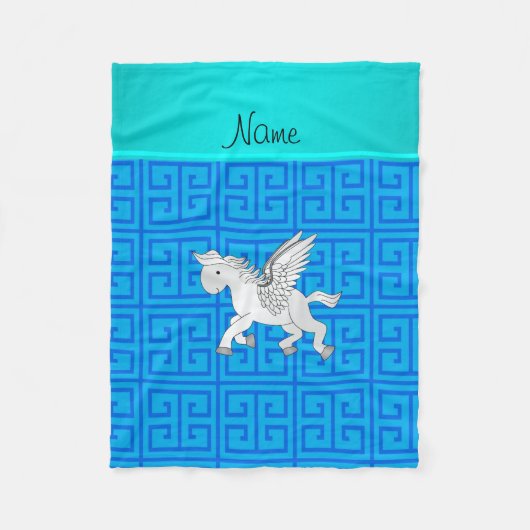 Couverture Polaire Clé grecque bleue nommée personnalisée de Pegasus (Devant)