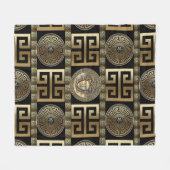 Couverture Polaire Clé grecque de Méduse dorée  (Devant (Horizontal))