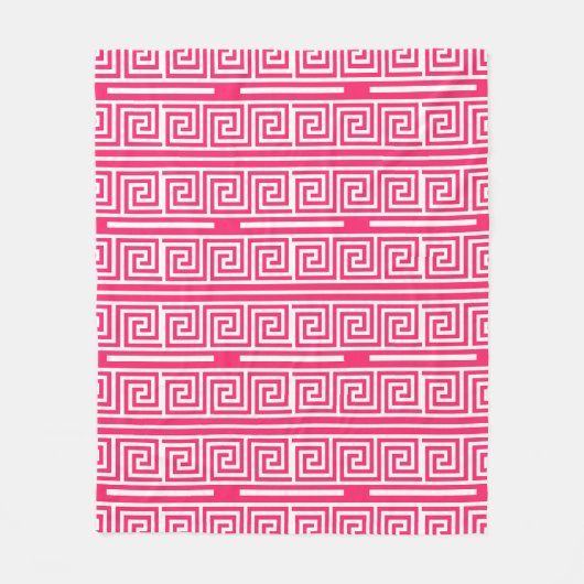 Couverture Polaire Clé grecque rose blanc Fret Motif design (Devant)