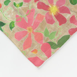 Couverture Polaire Clematis rose, rouge, Orange motif floral sur la f