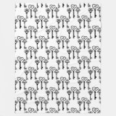 Couverture Polaire Clés anciennes Blanche en polaire, Grande (Devant)