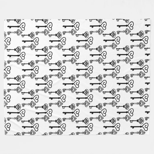 Couverture Polaire Clés anciennes Blanche en polaire, Grande (Devant (Horizontal))