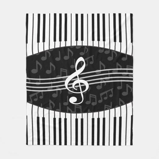 Couverture Polaire Clés élégantes de clef et de piano de note (Devant)